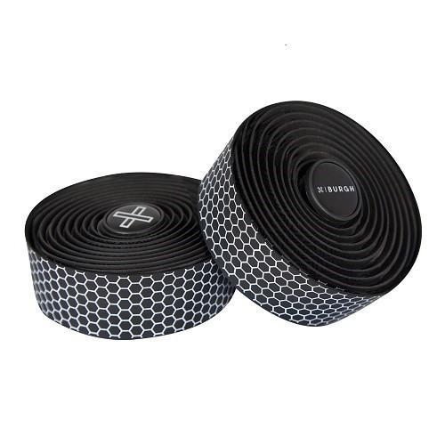 Burgh Hex Handlebar Tape White Print premium textured cycling bar wrap